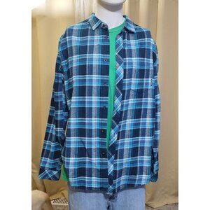 Billabong Long Sleeve Button Up Cotton Plaid Flannel Shirt L Western Grunge